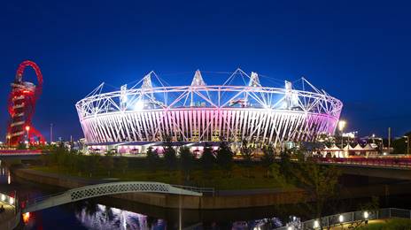 Olympic Stadium, London at night