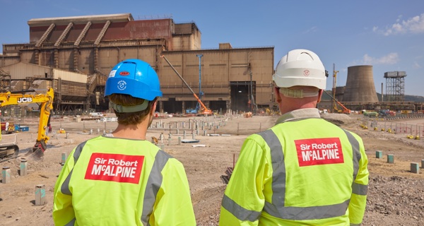 Sir Robert McAlpine operatives oversee piling work at Port Talbot