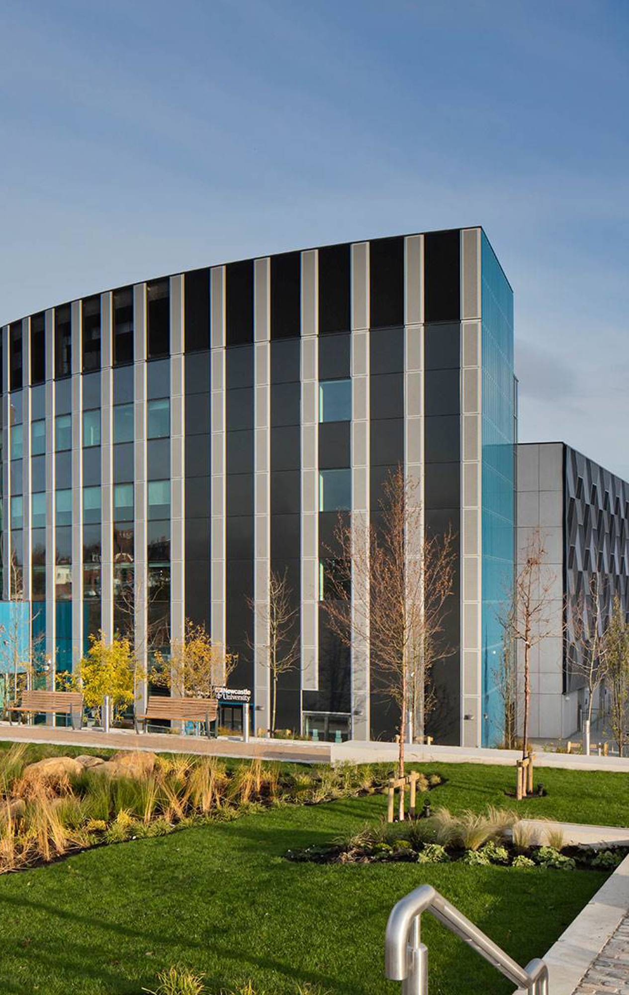 Exterior view of the Frederick Douglass Centre showcasing its standout geometric facade