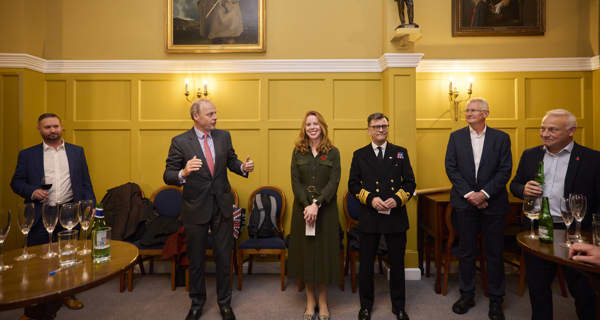 Sir Robert McAlpine CEO, Neil Martin, addresses the room of guests