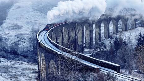Festive photograph of Glenfinnan Viaduct in the winter