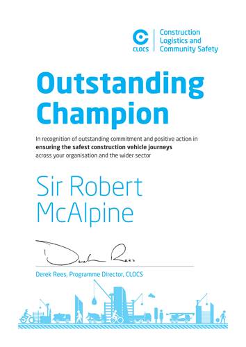 CLOCS Outstanding Champion - Sir Robert McAlpine