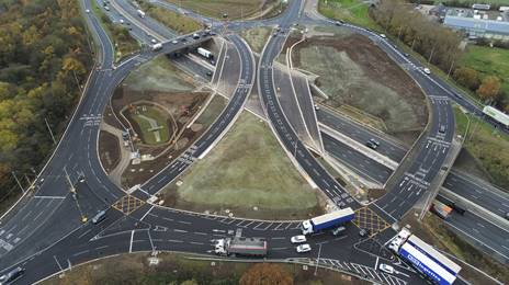 M6 junction 19 aerial view November 2021 - official opening 