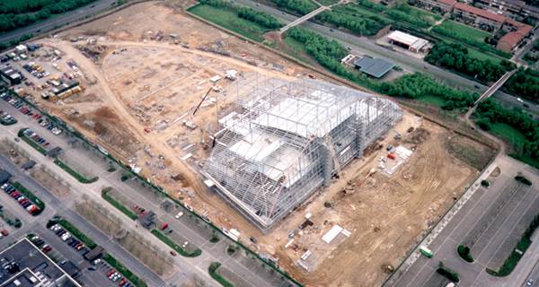 aerial of construction at Xscape milton keynes