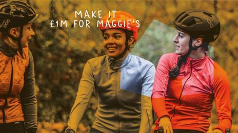 Make it a £1m for Maggie's orange cyclists graphic 