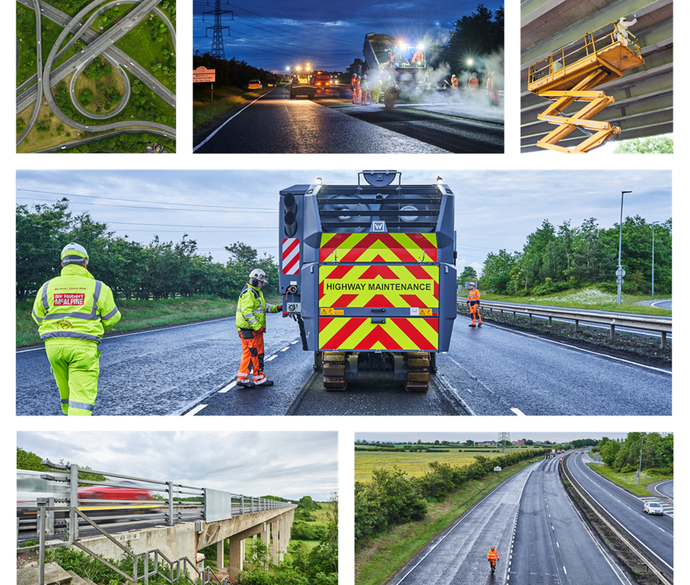 Collage of images from the A19 highway project