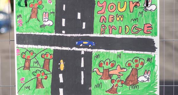 children's drawing of bridge closure