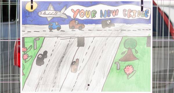 children's drawing of bridge closure