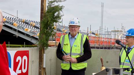 Derby topping out evergreen bough