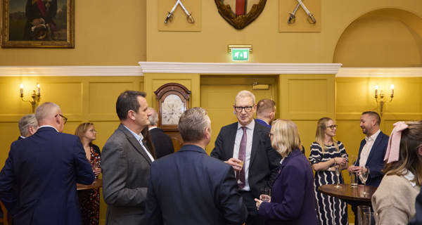 Guests mingle inside the Honourable Artillery Company