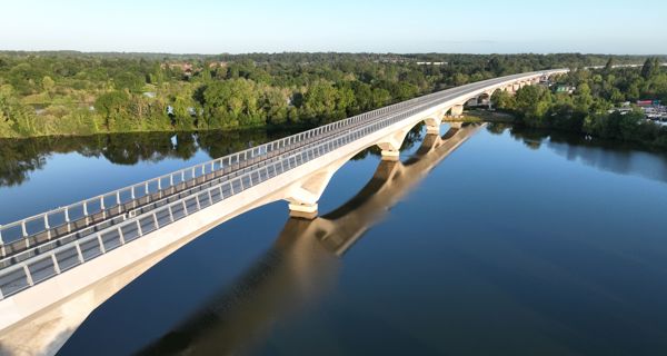 Still drone shot of Colne Valley Viaduct