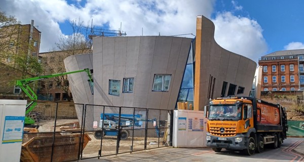 Exterior construction progress at Maggie's Royal Free Hospital