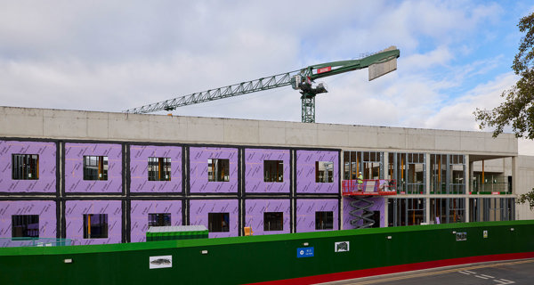 Tower crane above redevelopment of Tolworth Hospital