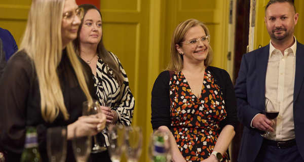 Guests listening to a speech at the Honourable Artillery Company
