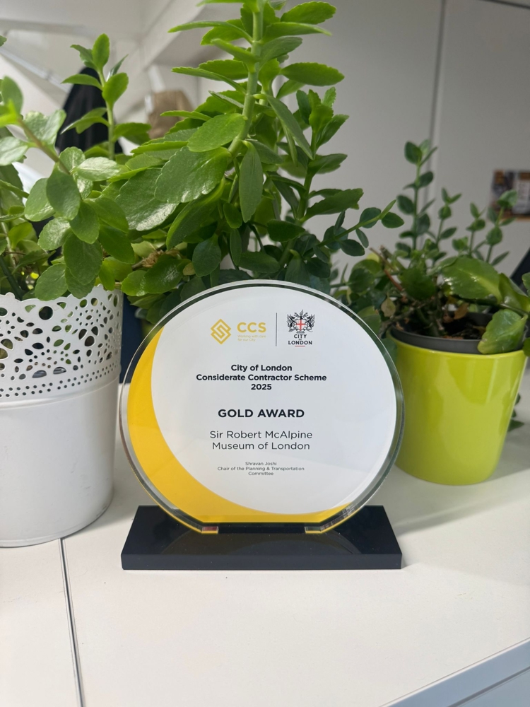 Gold Award with City of London Considerate Contractor Scheme 2025