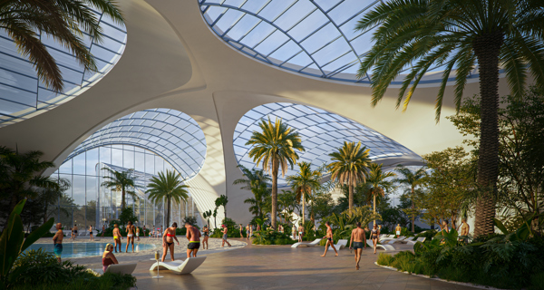 A CGI view of Therme Manchester's interior