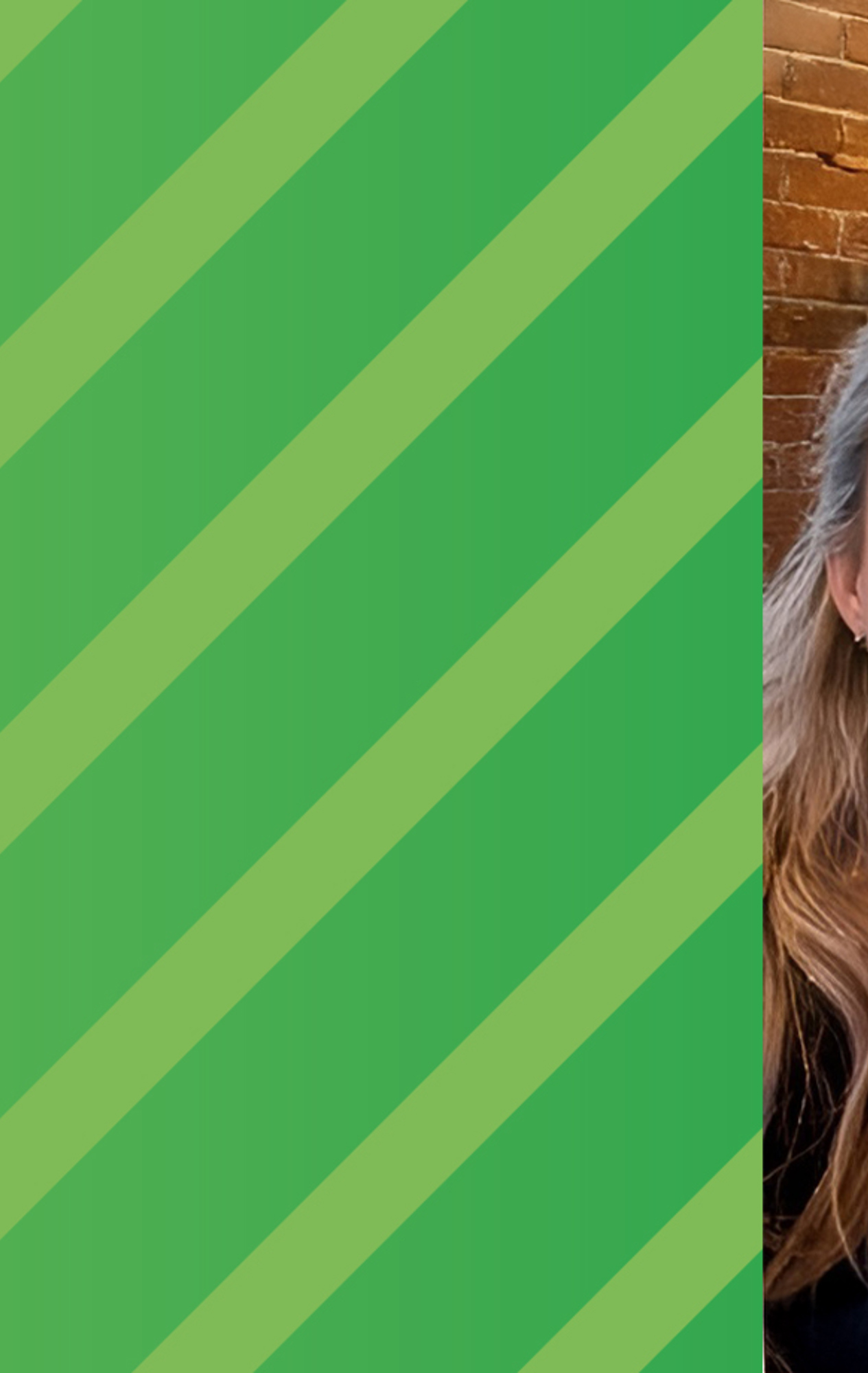 Rachel Lloyd Moseley on a green background 