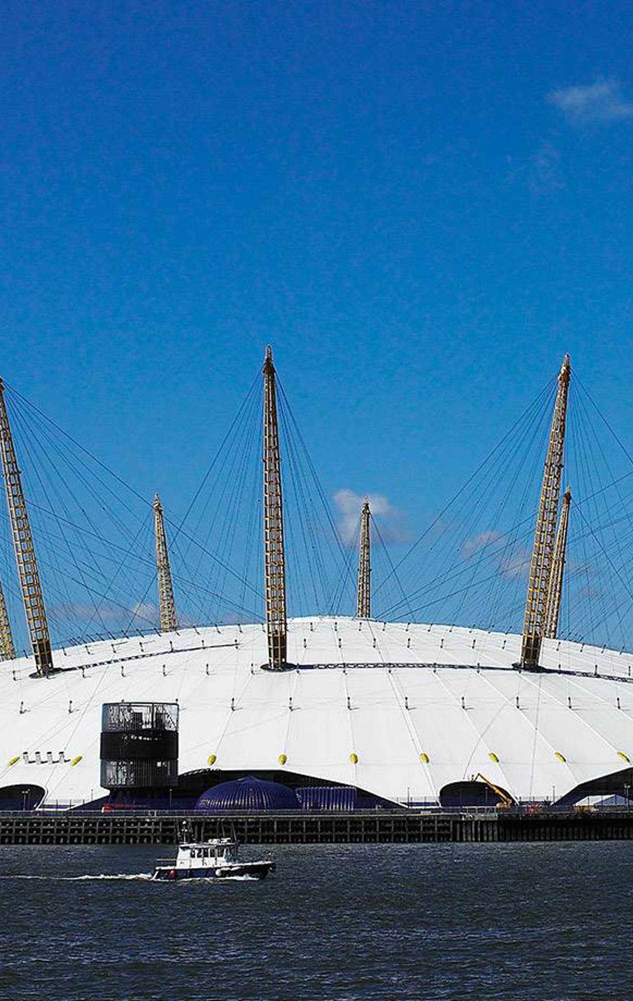Outside the O2 Arena at night.