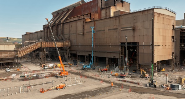 Piling rigs outside the former Basic Oxygen Steelmaking plant