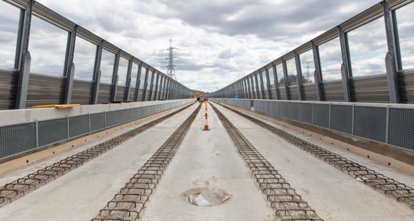 On the deck of the Colne Valley Viaduct