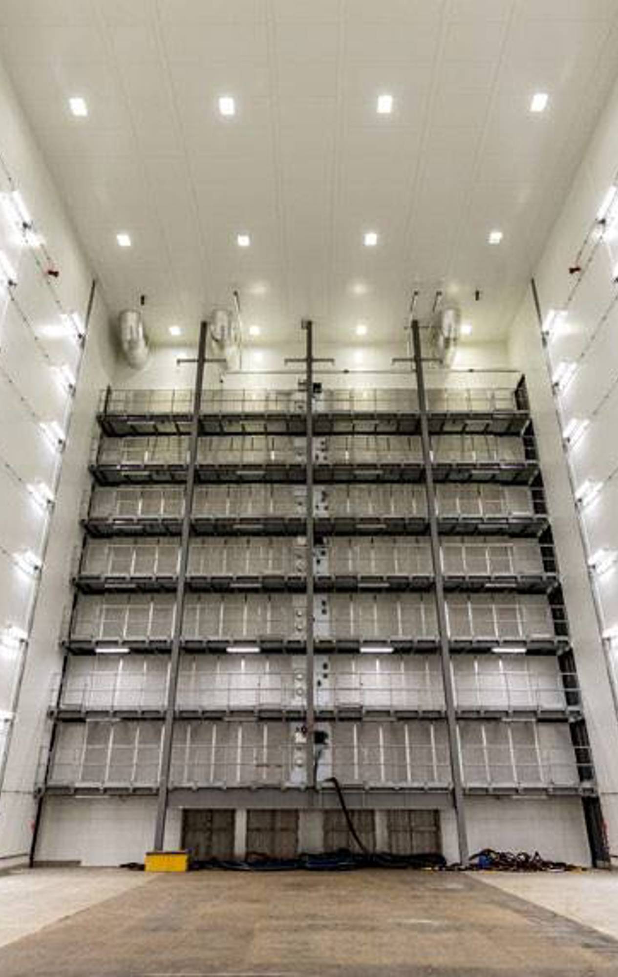 Interior view of one of the two blast cells and two paint cells, showcasing the spacious and controlled environment