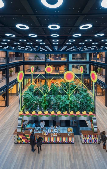Interior view of the central atrium at 1 Finsbury Avenue