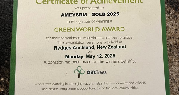 Green World Award Gold Certificate